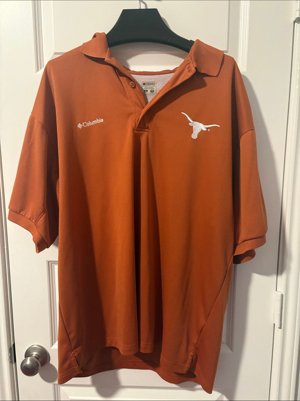 Columbia Performance Fishing Gear Men's Orange Polo with White Longhorn Logo